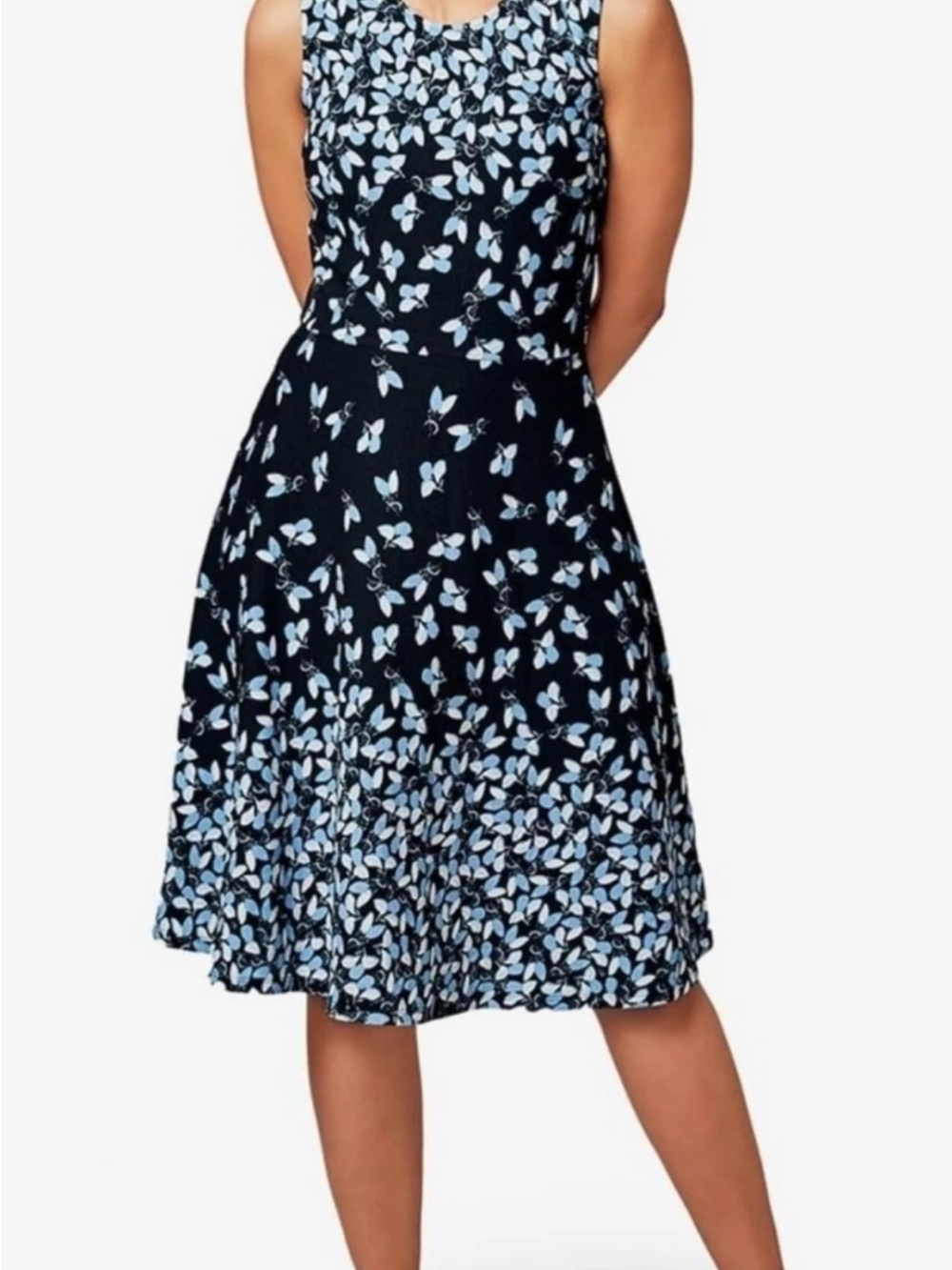 Leota Navy Dress with Light Blue Floral Print